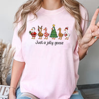 Humorous Holiday Goose Tee, Jolly Goose Christmas T-Shirt, Adorable Goose Santa Shirt, Festive Xmas Animal Tee, Christmas Fan Present for Men Women