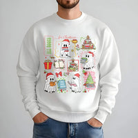 Book Lover Holiday Sweater, Reading Ghost Christmas Sweatshirt, Adorable Spooky Bookish Crewneck, Librarian Xmas Sweatshirt, Reader Present for Her