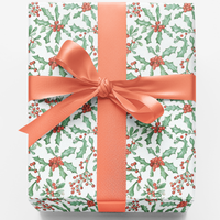 Winter Botanical Holiday Gift Wrap, Christmas Mistletoe Wrapping Paper, Greenery Christmas Wrapping Paper, Festive Present Paper Roll