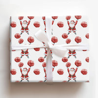 Humorous Santa Claus Gift Wrap, Cheerleader Santa Wrapping Paper, Red Pom Pom Christmas Wrapping Paper, Humorous Holiday Gift Wrapping Paper