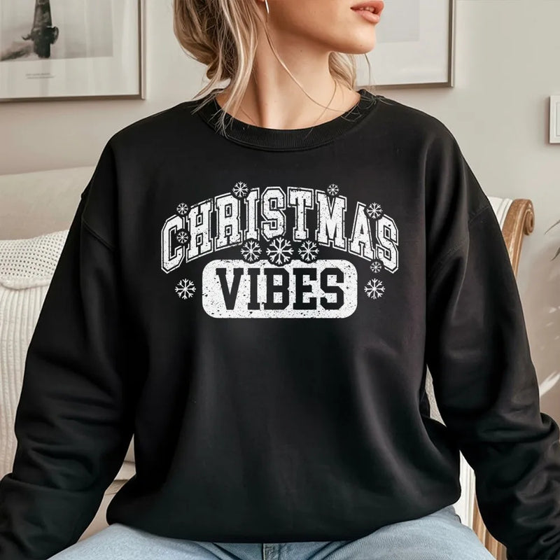 Varsity Snowflake Crewneck, Christmas Vibes Sweatshirt, Comfy Holiday Graphic Sweatshirt, Winter Aesthetic Pullover, Xmas Present Sweatshirt