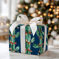 Desert Saguaro Holiday Gift Wrap, Cactus Christmas Wrapping Paper, Southwestern Wrapping Paper, Festive Xmas Present Paper Roll