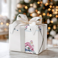 Sports Christmas Gift Wrap, Hockey Santa Claus Wrapping Paper, Watercolor Skating Santa Wrapping Paper, Winter Sports Holiday Gift Wrap