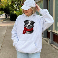 Adorable Puppy Red Scarf Hoodie, Christmas Dog Hoodie, Festive Holiday Dog Lover Hoodie, Comfy Pet Animal Sweatshirt, Adorable Xmas Present for Her