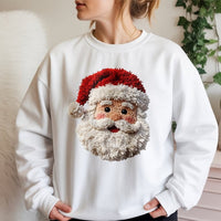 Faux Yarn Santa Sweatshirt, Punch Needle Santa Sweatshirt, Retro Vintage Christmas Sweatshirt, Comfy Holiday Crewneck, Winter Santa Present
