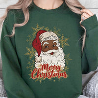 African American Santa Claus Crewneck, Black Santa Christmas Sweatshirt, Comfy Festive Holiday Sweater, Melanin Xmas Pullover Present