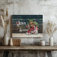 Christian Christmas Canvas Wall Art, Jesus Is the Reason for the Season Canvas, Red Cardinal Holiday Canvas Print, Religious Xmas Decor