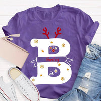 Reindeer Antlers Merry Christmas T-Shirt, Personalized Teacher Christmas Shirt, Custom Teacher Holiday Tee, Teacher Christmas Present