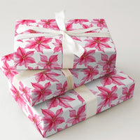 Watercolor Floral Christmas Gift Wrap, Pink Poinsettia Wrapping Paper, Elegant Holiday Wrapping Paper, Botanical Present Wrapping Paper