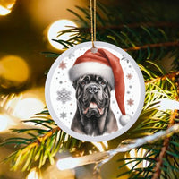 Cane Corso Holiday Ornament, Cane Corso Santa Hat Christmas Ornament, Ceramic Dog Tree Ornament, Cane Corso Dog Lover Keepsake Present