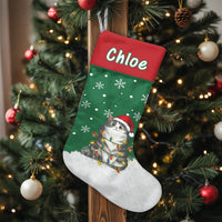 Santa Hat Kitten with Lights Stocking, Adorable Cat Christmas Stocking, Personalized Pet Holiday Stocking, Custom Cat Christmas Stocking Decor