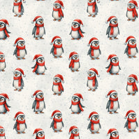 Santa Hat Penguin Gift Wrap, Christmas Penguin Wrapping Paper, Winter Holiday Wrapping Paper, Whimsical Snow Gift Wrap, Xmas Wrapping Paper