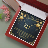 10k Solid Gold Diamond Necklace, Grandma Christmas Double Heart Necklace, Interlocking Hearts Pendant Necklace, Holiday Present for Nana