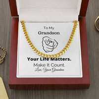 Stainless Steel Chain Necklace, Cuban Link Chain Necklace for Grandson, Motivational Message Card Jewelry, Birthday Christmas Present for Him