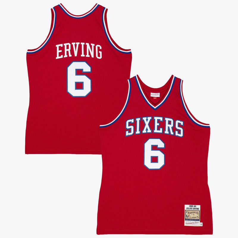 Philadelphia 76ers Julius Erving 82-83 Authentic Road Jersey - Scarlet