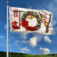 Rustic Farmhouse Holiday Flag, Joy Christmas Wreath House Flag, Double Sided Xmas Plaid Garden Flag, Winter Porch Yard Home Decor