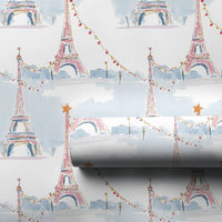 Watercolor Eiffel Tower Gift Wrap, Paris Christmas Wrapping Paper, Parisian Holiday Wrapping Paper, French Winter Wonderland Gift Wrap Roll