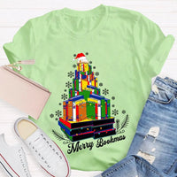 Book Lover Holiday Graphic Tee, Merry Bookmas Christmas T-Shirt, Winter Snowflakes Reading Shirt, Comfy Bookish Xmas Tee, Reader Present for Her