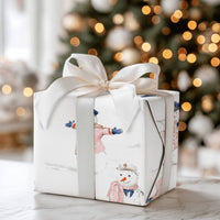 Watercolor Christmas Gift Wrap, Nautical Snowman Captain Wrapping Paper, Sailor Snowman Holiday Wrapping Paper, Adorable Winter Gift Wrap Roll