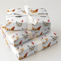Watercolor Farm Animal Gift Wrap, Chicken Christmas Wrapping Paper, Winter Rooster Wrapping Paper, Rustic Holiday Gift Wrap, Farm Xmas Roll