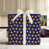 Sports Holiday Gift Wrap, Basketball Christmas Wrapping Paper, Watercolor Basketball Present Paper, Athlete Coach Christmas Gift Wrap Roll