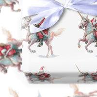 Whimsical Santa Claus Holiday Gift Wrap, Santa Riding Unicorn Wrapping Paper, Fantasy Christmas Wrapping Paper, Magical Xmas Gift Wrap Roll