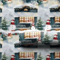 Festive Holiday Gift Wrap, Snowman Winter Village Christmas Wrapping Paper, Adorable Snowmen Scene Wrapping Paper, Winter Gift Wrap Roll