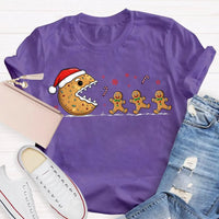 Adorable Snowflake Christmas Tee, Christmas Biscuit Santa Hat Shirt, Holiday Biscuit T-Shirt, Winter Cookie Shirt, Christmas Present for Women