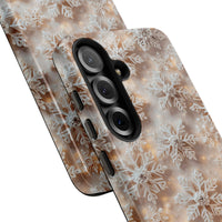 Gold Bokeh Christmas Phone Case, Winter Snowflake Phone Case, Holiday Season Phone Cover, Dual Layer Samsung Galaxy S21-S26 Case