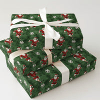 Dark Green Sports Gift Wrap, Soccer Santa Christmas Wrapping Paper, Holiday Soccer Wrapping Paper, Football Coach Athlete Gift Wrap Roll