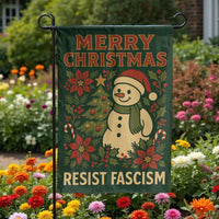 Anti Fascist Holiday Garden Flag, Merry Christmas Resist Fascism Garden Flag, Activist Christmas Yard Flag, Lawn Banner Decor Present