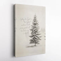 Snowy Pine Tree Religious Canvas Art, Glory to God Luke 2:14 Canvas, Christian Christmas Canvas Print, Winter Scripture Wall Decor Present