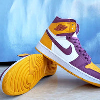 Sneakers, Yellow Purple Colorway, Lace Up Design, Casual Gift for Sneaker Fans