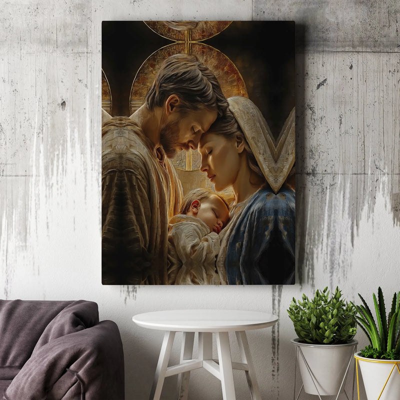 Mary Joseph Jesus Canvas Print, Holy Family Nativity Canvas Wall Art, Christian Digital Download Canvas Art, Religious Christmas Wall Decor