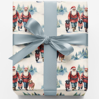 Festive Holiday Dog Gift Wrap Paper, Watercolor Santa with Dogs Wrapping Paper, Adorable Christmas Wrapping Paper, Dog Lover Xmas Gift Wrap