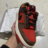 Low Top Sneakers, Orange Brown Colorway, Lace Up Design, Casual Gift for Sneaker Fans