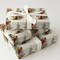 Vintage Dog Holiday Gift Wrap, Golden Retriever Christmas Wrapping Paper, Adorable Pet Lover Wrapping Paper, Festive Xmas Gift Wrapping Paper