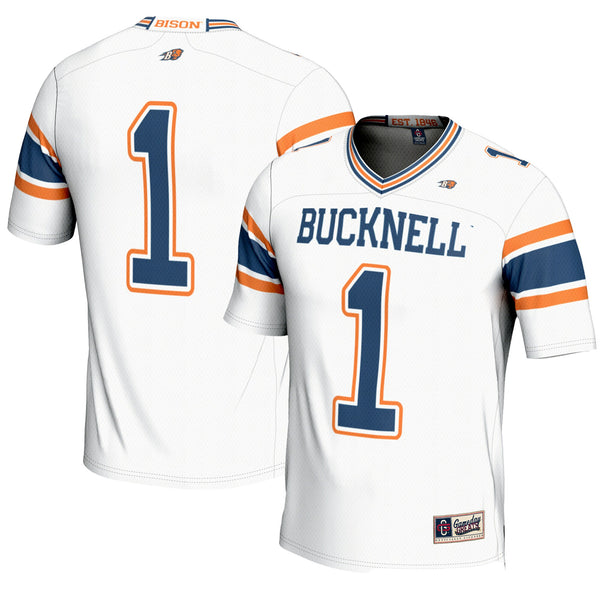 #1 Bucknell Bison Endzone Football Jersey - White
