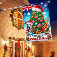 Kangaroo and Koala Santa Hats Holiday Flag, Australian Christmas Garden Flag, Aussie Christmas Yard Flag, Down Under Outdoor House Decor