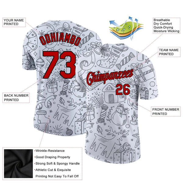 Personalized Holiday Athletic T-Shirt, Custom Christmas Performance Shirt, Custom Name and Number Shirt, Festive Sportswear W