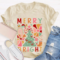 Festive Holiday Graphic Tee, Merry and Bright Christmas Trees T-Shirt, Adorable Winter Tree Shirt, Christmas Season Unisex Apparel Present