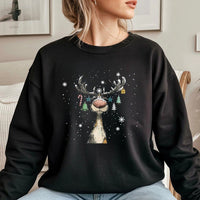 Adorable Holiday Deer Sweatshirt, Reindeer Christmas Sweatshirt, Whimsical Reindeer Crewneck, Festive Xmas Sweater, Winter Reindeer Sweatshirt