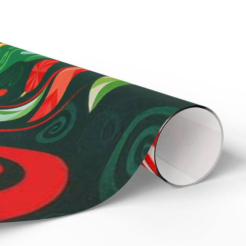 Abstract Marble Gift Wrap Roll, Green and Red Swirl Wrapping Paper, Modern Christmas Paper Wrap, Festive Holiday Birthday Gift Wrapping