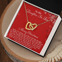 CZ Heart Pendant, Daughter-in-Law Interlocking Hearts Necklace, Surgical Steel Necklace, Bonus Daughter Christmas Birthday Jewelry Present