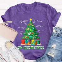 Humorous Geometry Pun Christmas T-Shirt, Oh Geometree Math Teacher Shirt, Holiday Math Teacher Graphic Tee, Xmas Math Teacher Holiday Present