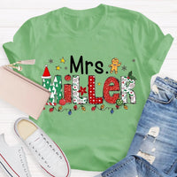 Custom Name Holiday Tee, Personalized Christmas Teacher T-Shirt, Adorable Merry Educator Shirt, Christmas Teacher Present