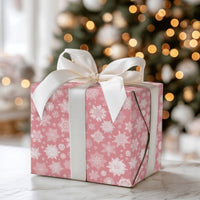 Modern Winter Gift Wrap, Dusty Pink Snowflake Wrapping Paper, Pastel Snowflake Wrapping Paper, Chic Christmas Birthday Gift Wrapping Paper