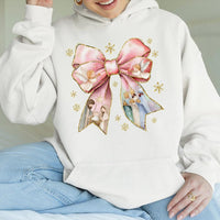 Coquette Bow Christian Nativity Sweatshirt, Nativity Scene Christmas Hoodie, Religious Holiday Graphic Pullover, Jesus Birth Xmas Present