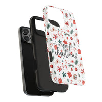 Watercolor Holiday Candy Cane Phone Case, Merry Christmas iPhone Phone Case, Christmas Tree Ornament Tough Phone Cover, Xmas Present