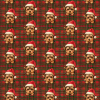 Tartan Plaid Puppy Gift Wrap, Yorkie Christmas Wrapping Paper, Adorable Santa Dog Wrapping Paper, Holiday Pet Lover Gift Wrap, Xmas Wrap Roll